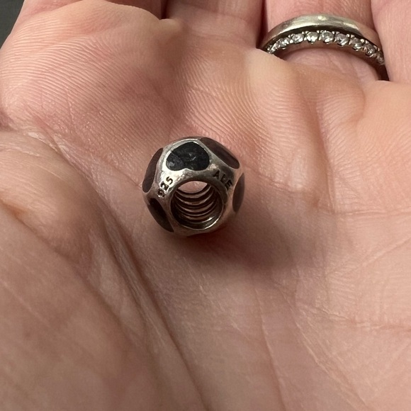 Pandora Sterling Silver Black Enamel Hearts Charm - Picture 8 of 8